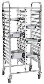 Dobbelt serveringsvogn – 30 x GN 1/1, 740x550x(H)1730mm, 150 kg kapacitet