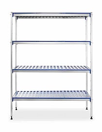 Aluminium opbevaringsreol, 1280x405x(h)1685mm – forbind flere reoler