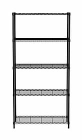 Sort opbevaringsreol med 5 hylder, 910x455x1830mm, 100% polyester