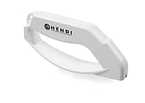 Knivsliber, hvid, 140x15x(H)65mm, med fingerbeskyttelse, vendbare dobbelte slibeklinger af carbide.