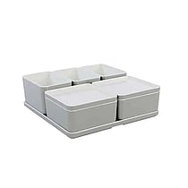 Cube organizer sæt 12: Består af skål/bakke nr. (6) + 2stk.(1) +2stk.(2) + 3stk.(5) – 21 x 21 x H7.2 cm | Black. Champagne. Grey