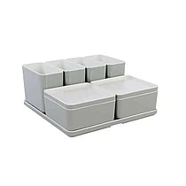Cube organizer sæt 15: Består af skål/bakke nr. (6) + 2stk.(1)+ 2stk.(2) + 4stk.(3) – 21 x 21 x H9.3 cm | Black. Champagne. Grey