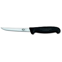 Victorinox Fibrox Pro udbeningskniv med 15 cm smal, semi-fleksibel klinge og ergonomisk sort Fibrox-håndtag.