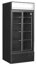 FSC891SBlack Sort 2-dørs displaykøler med lystop