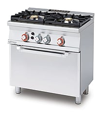 IPERLOTUS 55 gas komfur 21 kW til professionelle køkkener, 2 brændere, statisk ovn, grill